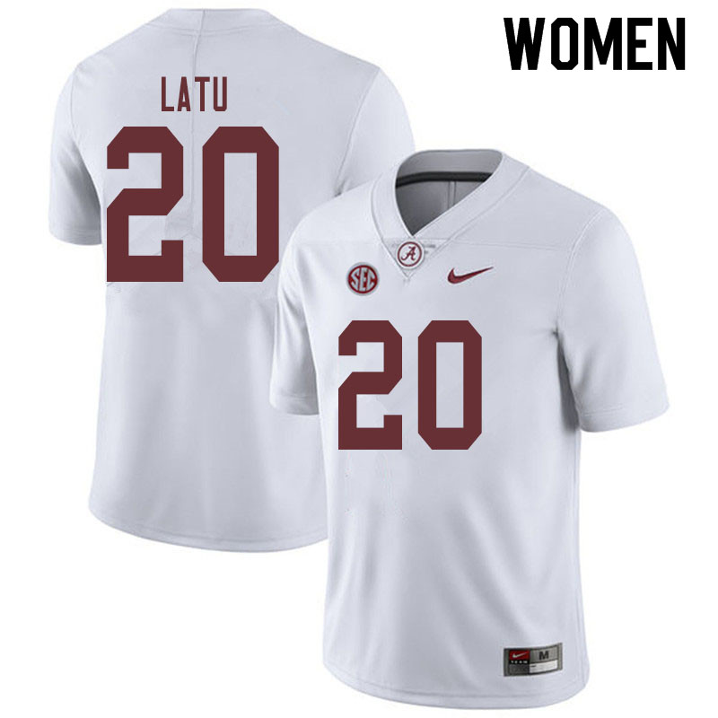 Alabama Crimson Tide Women's Cameron Latu #20 White NCAA Nike Authentic Stitched 2019 College Football Jersey IO16A24AH